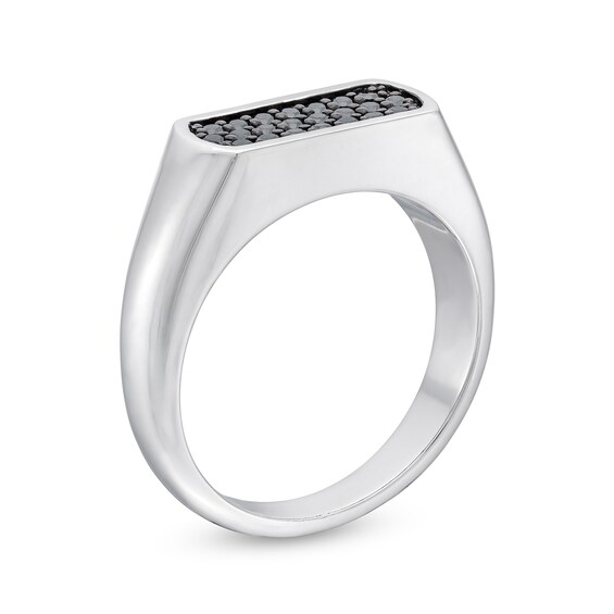 Vera Wang Men 3/8 CT. T.w. Black Diamond Rectangle-Top Ring in Sterling Silver