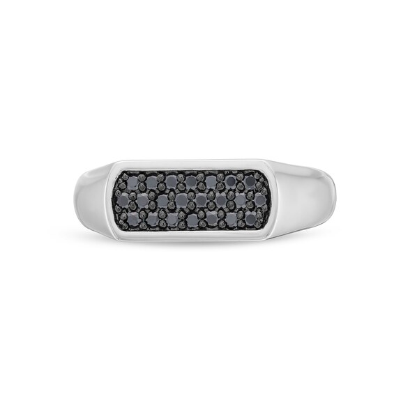 Vera Wang Men 3/8 CT. T.w. Black Diamond Rectangle-Top Ring in Sterling Silver