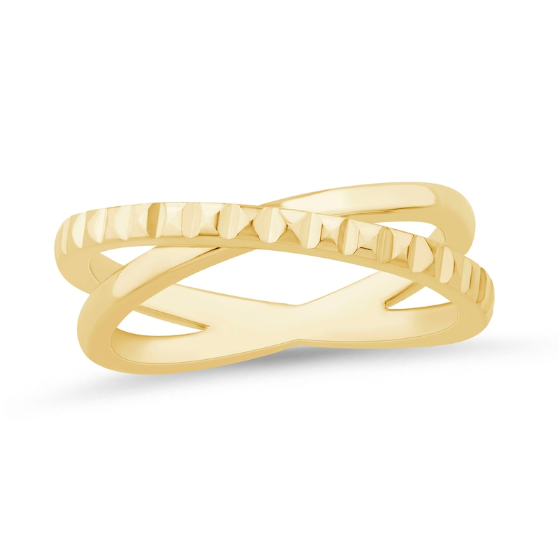 Main Image 1 of Textured Orbit Split Shank Ring in Sterling Silver with 14K Gold Plate