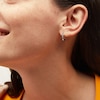 Thumbnail Image 2 of 1/4 CT. T.W. Diamond Cross Huggie Hoop Earrings in 10K White Gold