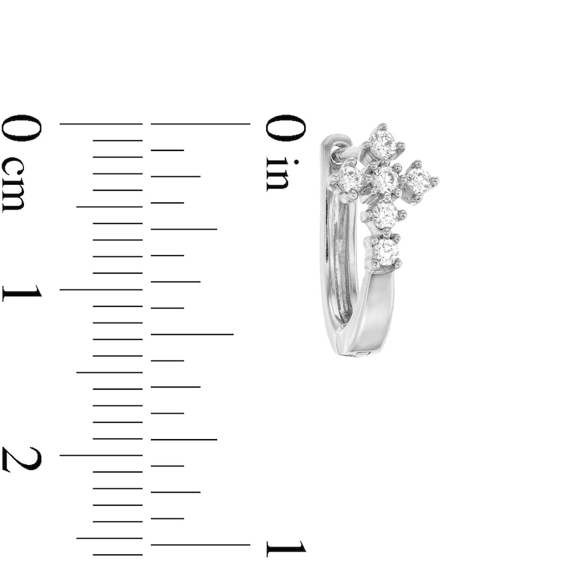 Main Image 3 of 1/4 CT. T.W. Diamond Cross Huggie Hoop Earrings in 10K White Gold