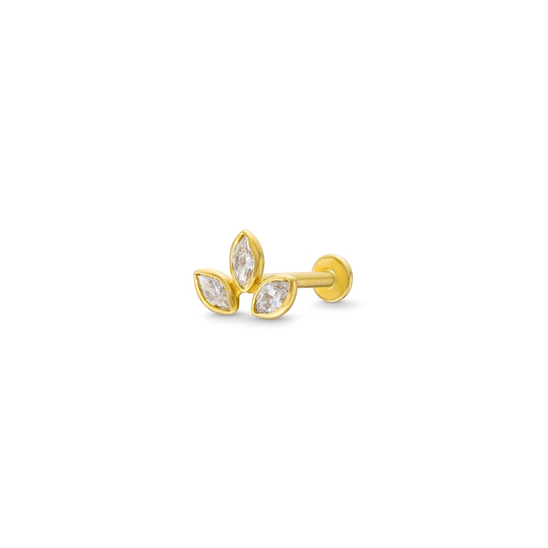 Main Image 1 of 1/8 CT. T.W. Marquise Diamond Trio Cartilage Single Stud Earring in 14K Gold