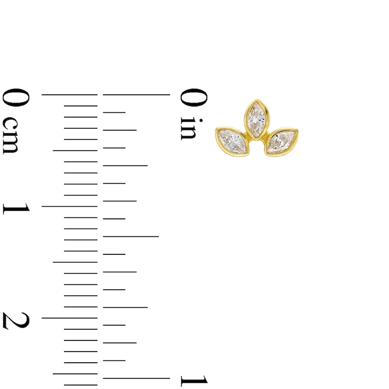 Main Image 2 of 1/8 CT. T.W. Marquise Diamond Trio Cartilage Single Stud Earring in 14K Gold