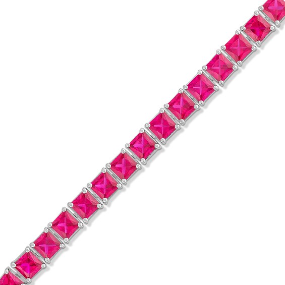 4.0mm Princess-Cut Lab-Created Ruby Tennis Bracelet in Sterling Silver - 7.5"