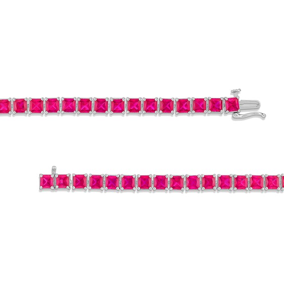 4.0mm Princess-Cut Lab-Created Ruby Tennis Bracelet in Sterling Silver - 7.5"