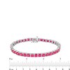 Thumbnail Image 4 of 4.0mm Princess-Cut Lab-Created Ruby Tennis Bracelet in Sterling Silver - 7.5"