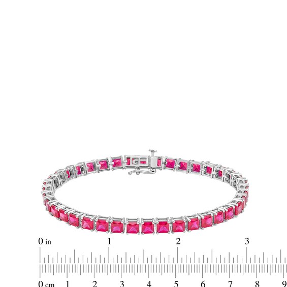 4.0mm Princess-Cut Lab-Created Ruby Tennis Bracelet in Sterling Silver - 7.5"
