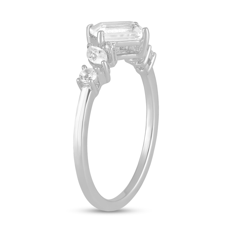 Main Image 2 of Multi-Shaped White Lab-Created Sapphire Ring in Sterling Silver