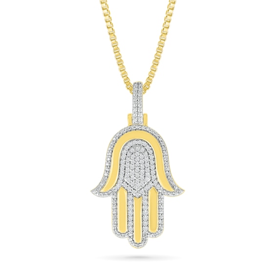1/5 CT. T.w. Diamond Hamsa Pendant in 10K Gold - 22"