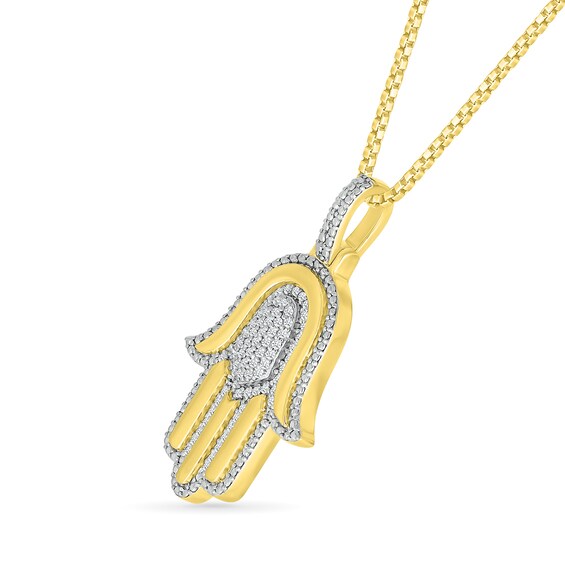 1/5 CT. T.w. Diamond Hamsa Pendant in 10K Gold - 22"