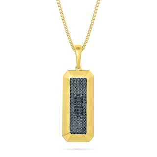 1/10 CT. T.W. Black Diamond Rectangle Bar Pendant in 10K Gold - 22"