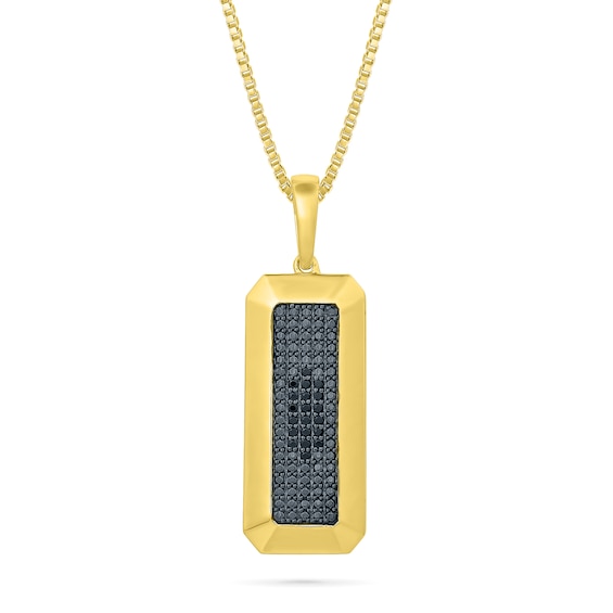 1/10 CT. T.w. Black Diamond Rectangle Bar Pendant in 10K Gold - 22"
