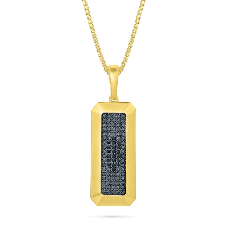 Main Image 1 of 1/10 CT. T.W. Black Diamond Rectangle Bar Pendant in 10K Gold - 22"