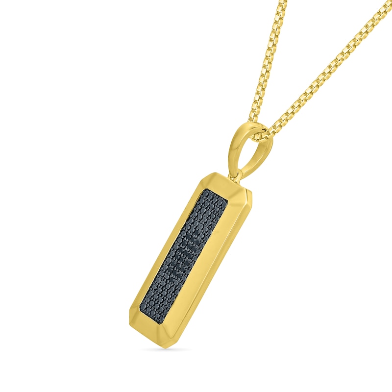 Main Image 2 of 1/10 CT. T.W. Black Diamond Rectangle Bar Pendant in 10K Gold - 22"