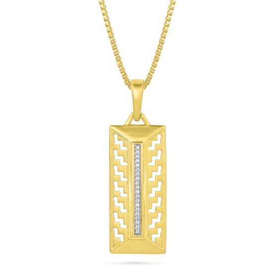 1/20 CT. T.w. Diamond Pattern Bar Pendant in 10K Gold - 22"