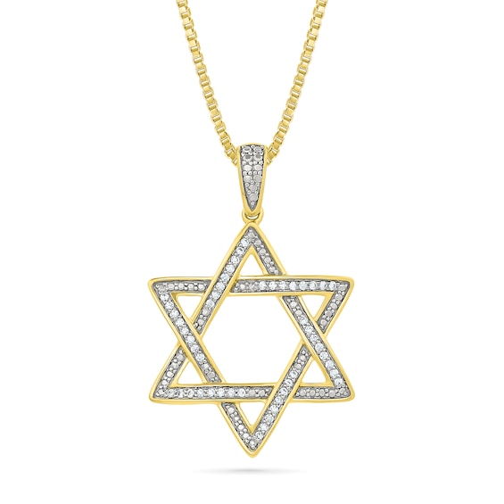 1/5 CT. T.W. Diamond Star of David Pendant in 10K Gold - 22"