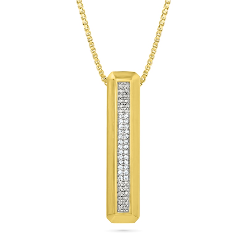 Main Image 1 of 1/10 CT. T.W. Diamond Linear Bar Pendant in 10K Gold - 22"