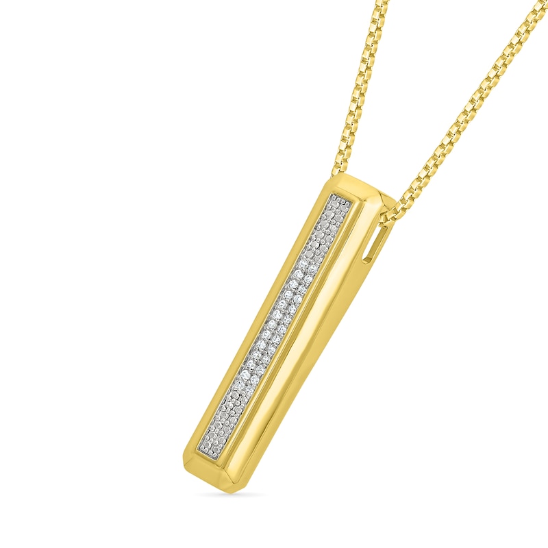 Main Image 2 of 1/10 CT. T.W. Diamond Linear Bar Pendant in 10K Gold - 22"