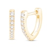 Thumbnail Image 1 of 1/5 CT. T.W. Diamond Wishbone-Shaped Huggie Hoop Earrings in Sterling Silver with 10K Gold Plate