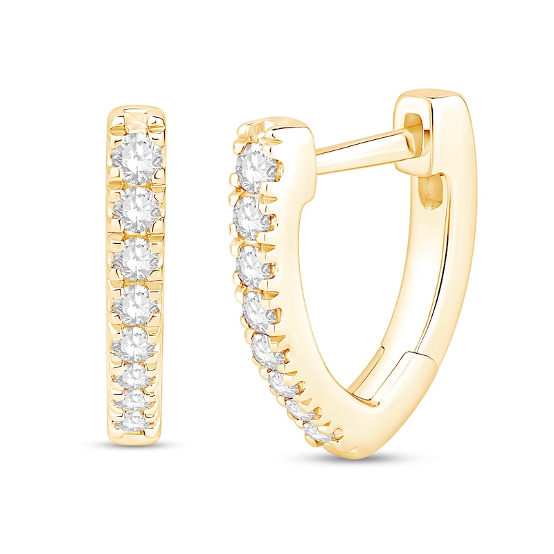 Main Image 1 of 1/5 CT. T.W. Diamond Wishbone-Shaped Huggie Hoop Earrings in Sterling Silver with 10K Gold Plate