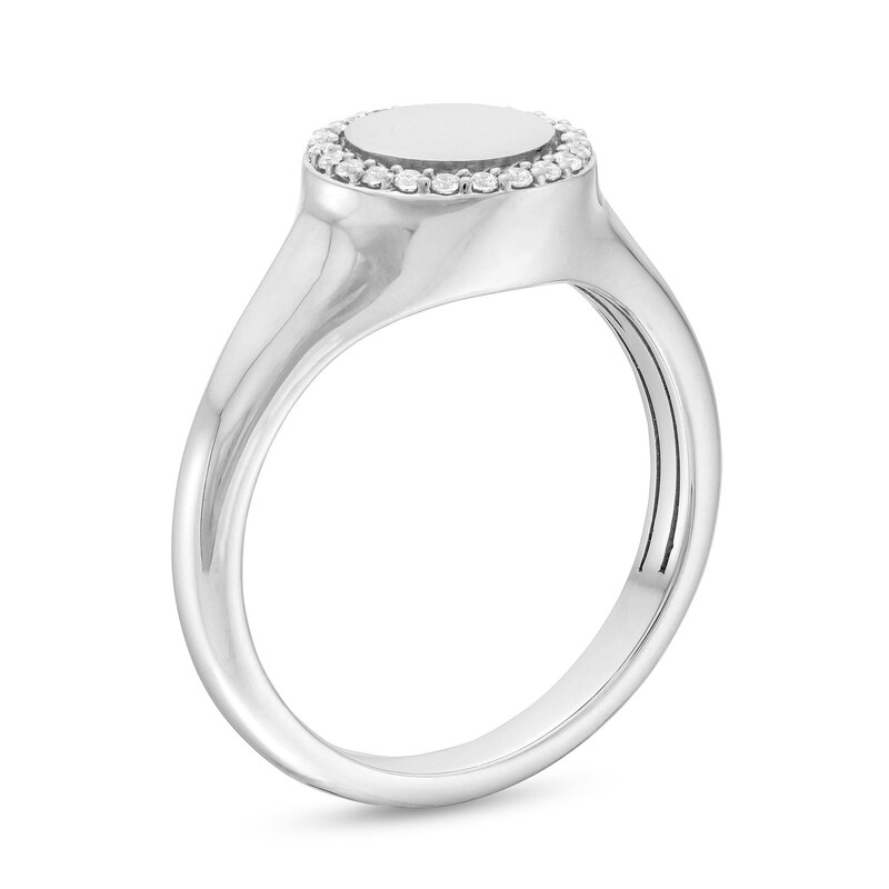Main Image 3 of 1/10 CT. T.W. Diamond Frame Signet Ring in 10K White Gold