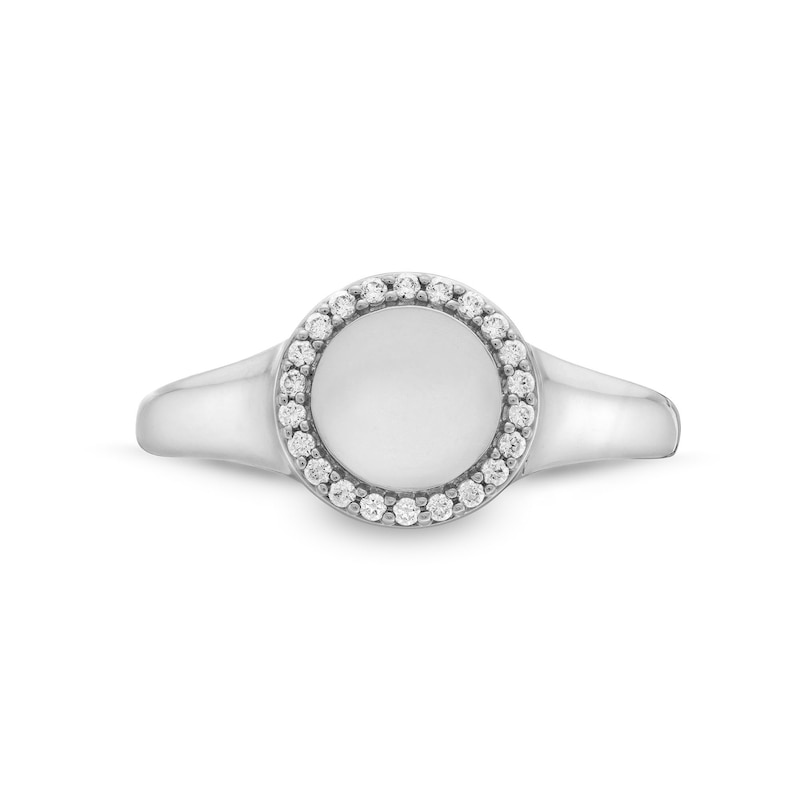 Main Image 4 of 1/10 CT. T.W. Diamond Frame Signet Ring in 10K White Gold