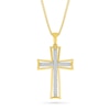 Thumbnail Image 1 of 1/4 CT. T.W. Diamond Double Row Flared Cross Pendant in 10K Gold - 22"
