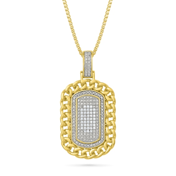 1/6 CT. T.w. Diamond Curb Chain Frame Dog Tag Pendant in 10K Gold - 22"