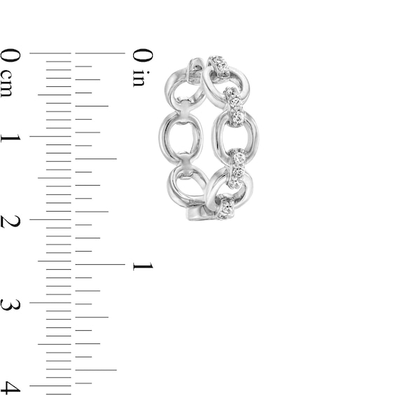 1/5 CT. T.w. Diamond Open Circle Chain Link Hoop Earrings in 10K White Gold