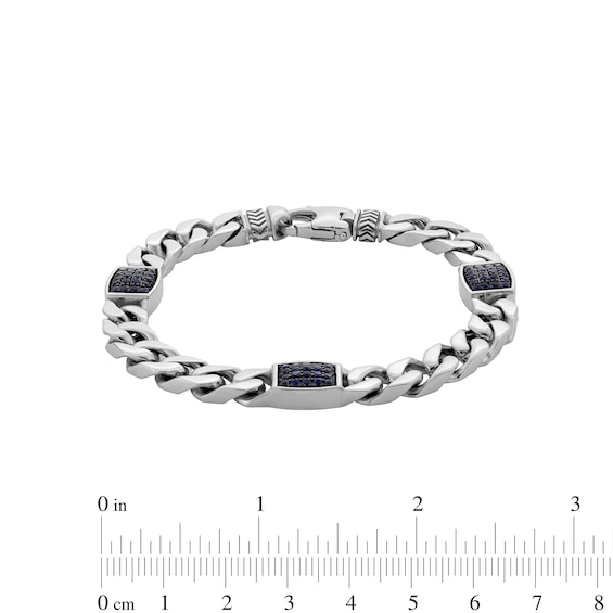 Vera Wang Men Blue Sapphire Station Curb Chain Bracelet in Sterling Silver - 8.5â