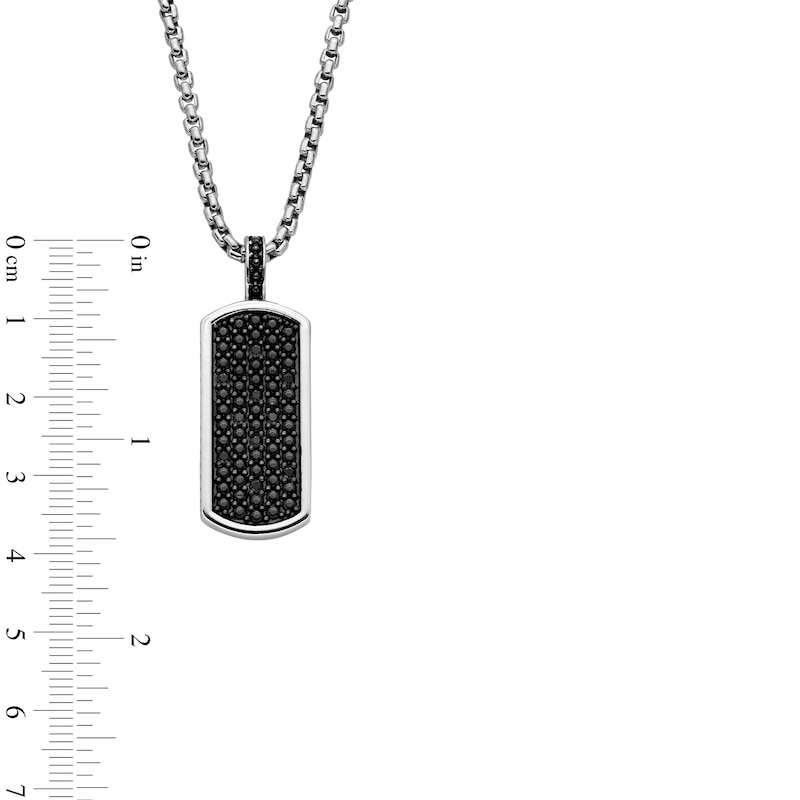 Main Image 3 of Vera Wang Men 1/4 CT. T.W. Black Diamond Dog Tag Pendant in Sterling Silver and Black Ruthenium - 22&quot;
