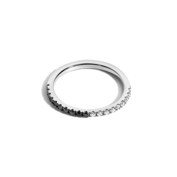 Zales x Shahla 1/2 CT. T.w. Natural Black Diamond and White Lab-Grown Diamond Love Band in 14K Gold