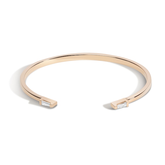 Zales x Shahla 1/4 CT. T.w. Baguette Lab-Grown Diamond Chrysler Open Cuff in 14K Gold