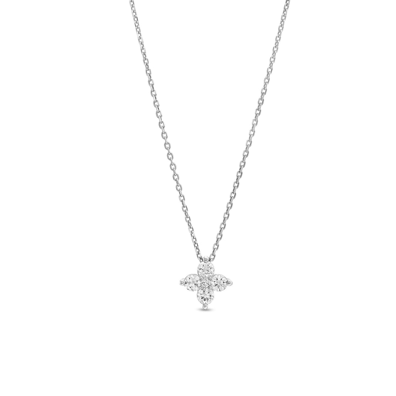 Main Image 1 of 3/8 CT. T.W. Diamond Five Stone Flower Necklace in 10K White Gold - 19&quot;