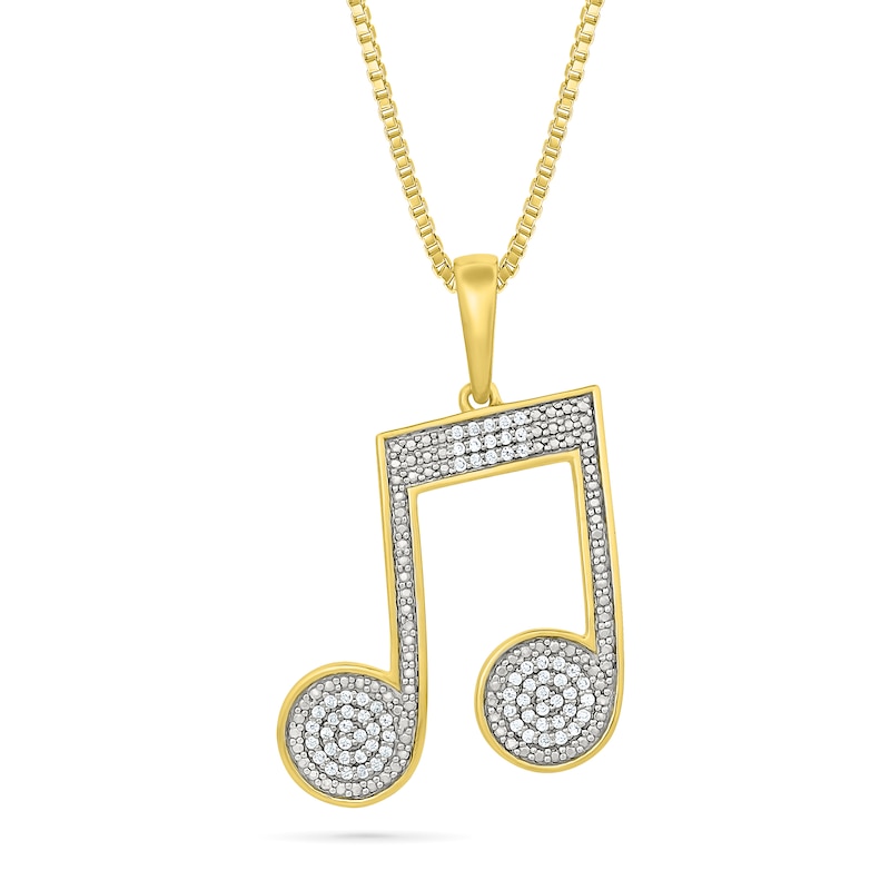 Main Image 1 of 1/5 CT. T.W. Diamond Music Note Pendant in 10K Gold - 22"