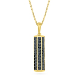 1/4 CT. T.W. Black Diamond Triple Row Vertical Bar Pendant in 10K Gold - 22"