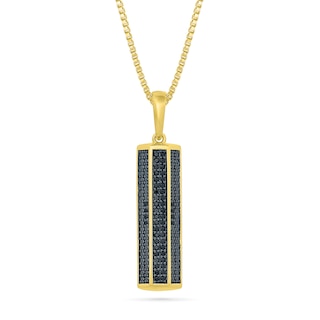 1/4 CT. T.W. Black Diamond Triple Row Vertical Bar Pendant in 10K Gold - 22"