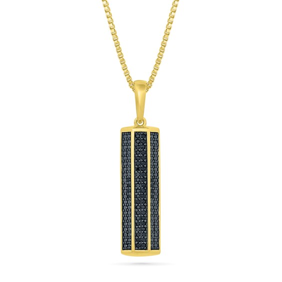 1/4 CT. T.w. Black Diamond Triple Row Vertical Bar Pendant in 10K Gold - 22"