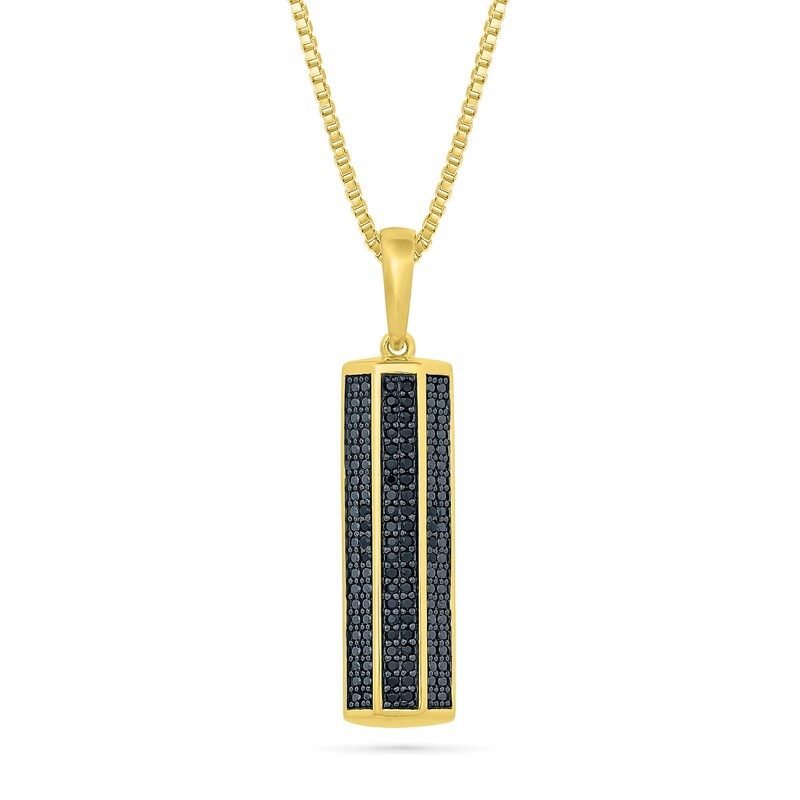 Main Image 1 of 1/4 CT. T.W. Black Diamond Triple Row Vertical Bar Pendant in 10K Gold - 22"