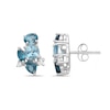 Thumbnail Image 1 of Multi-Shaped Swiss and London Blue Topaz with White Lab-Created Sapphire Cluster Stud Earrings in Sterling Silver