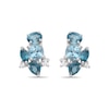 Thumbnail Image 2 of Multi-Shaped Swiss and London Blue Topaz with White Lab-Created Sapphire Cluster Stud Earrings in Sterling Silver