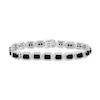 Thumbnail Image 1 of Emerald-Cut Onyx and White Lab-Created Sapphire Frame Link Bracelet in Sterling Silver - 7.5"