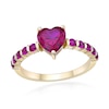 Thumbnail Image 1 of 7.0mm Heart-Shaped and Round Lab-Created Ruby Ring in Sterling Silver with 14K Gold Plate