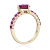 Thumbnail Image 2 of 7.0mm Heart-Shaped and Round Lab-Created Ruby Ring in Sterling Silver with 14K Gold Plate