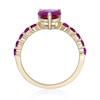 Thumbnail Image 4 of 7.0mm Heart-Shaped and Round Lab-Created Ruby Ring in Sterling Silver with 14K Gold Plate