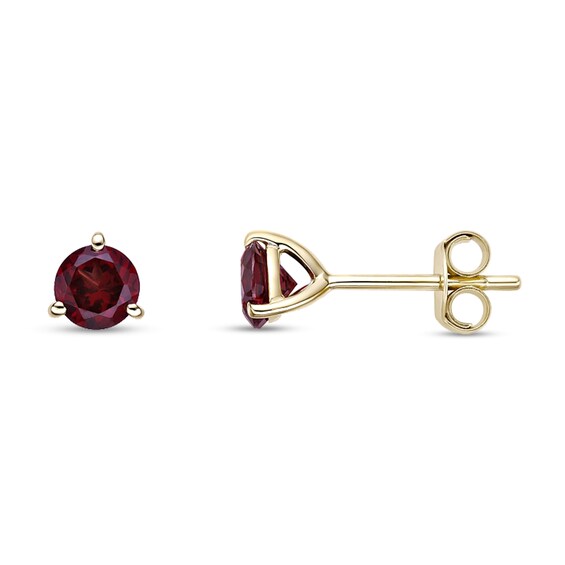 5.0mm Garnet Solitaire Martini Stud Earrings in 10K Gold