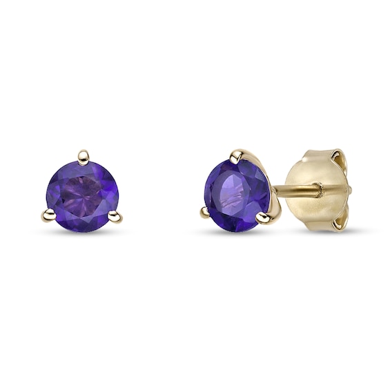5.0mm Amethyst Solitaire Martini Stud Earrings in 10K Gold