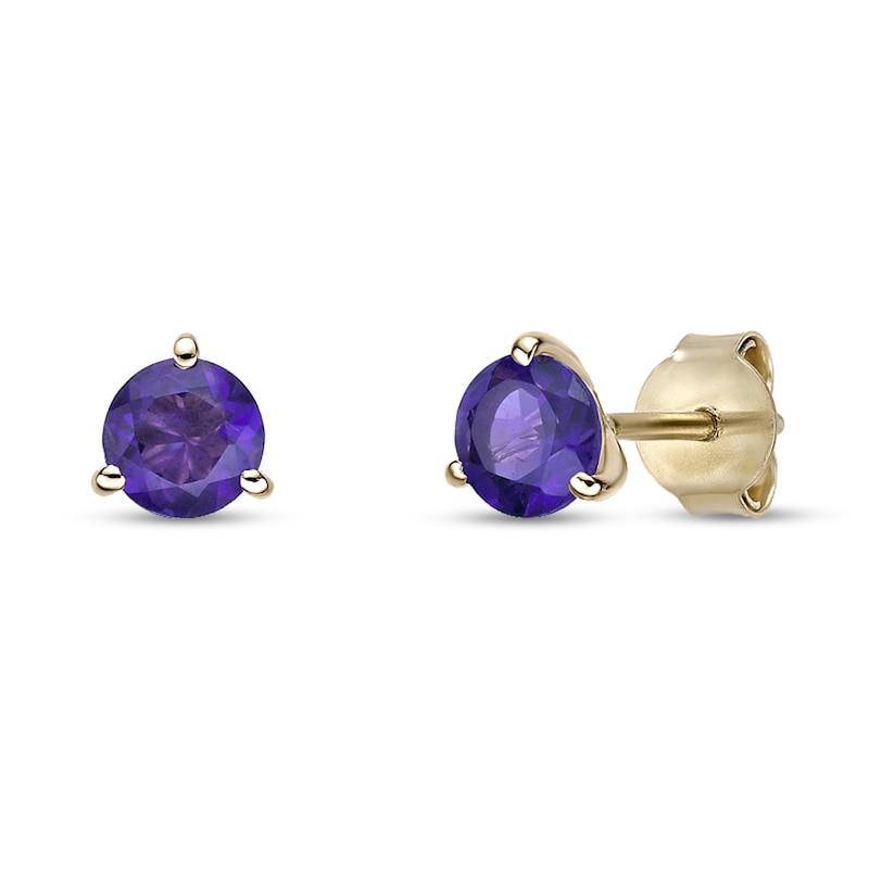 Main Image 1 of 5.0mm Amethyst Solitaire Martini Stud Earrings in 10K Gold