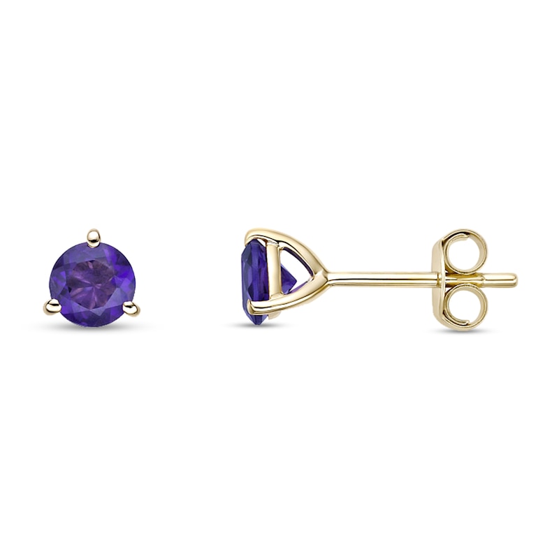 Main Image 2 of 5.0mm Amethyst Solitaire Martini Stud Earrings in 10K Gold
