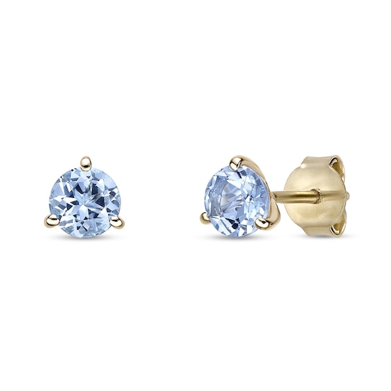 5.0mm Aquamarine Solitaire Martini Stud Earrings in 10K Gold